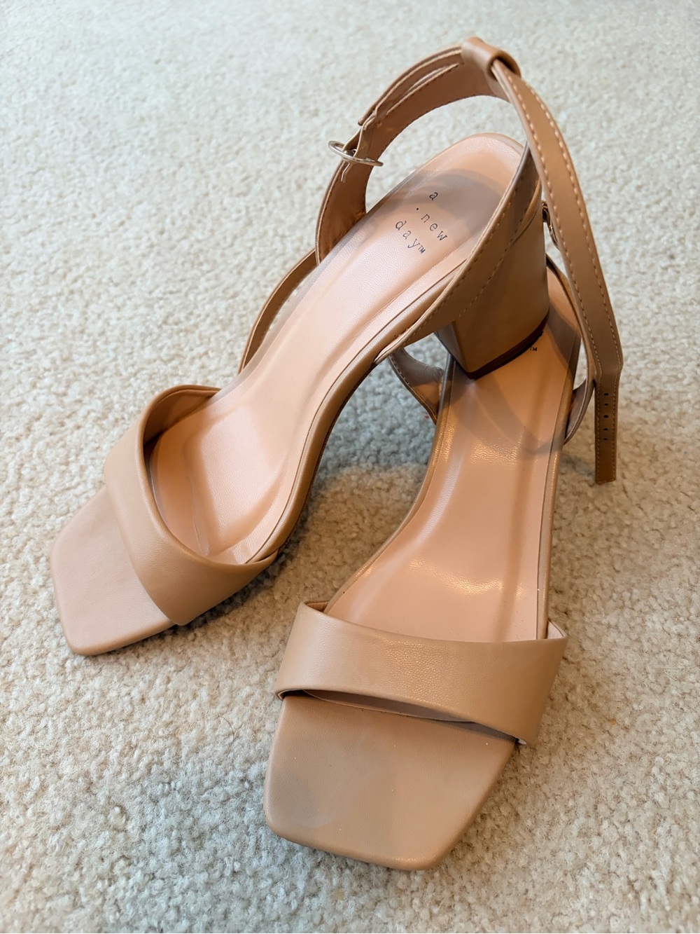 A New Day Nude Strap Block Heel Sandals